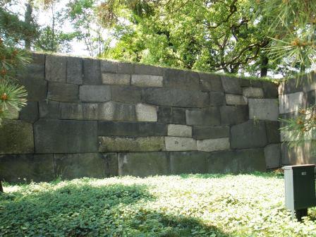 下乗門枡形内西側の石垣の裏に銅門があった