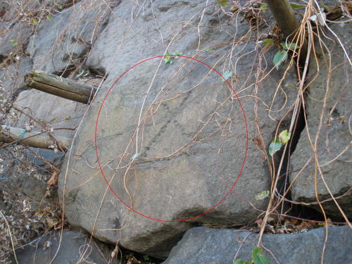 Engraved marks remaining on the stone walls of the earthen bridge (5)