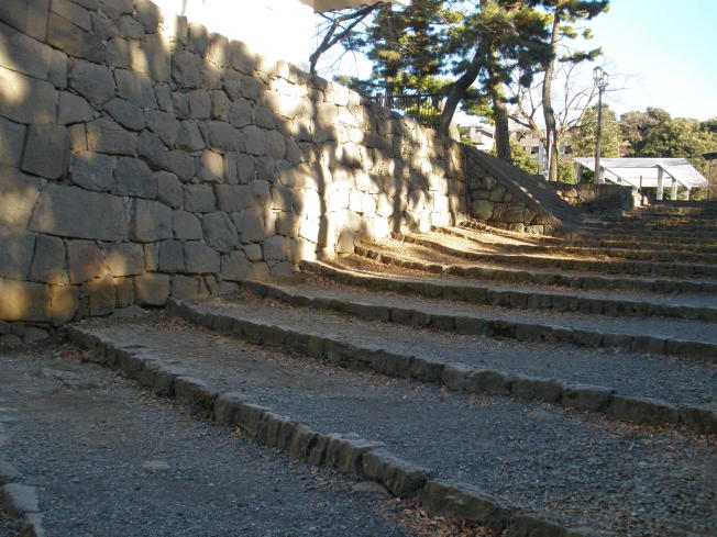 The stone steps and the stone walls of Shimizu-mon Gate