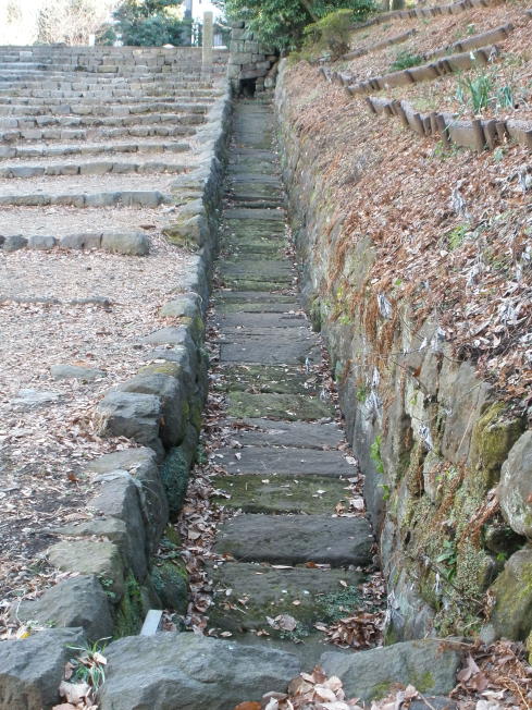 Drainage channel beside the stone steps